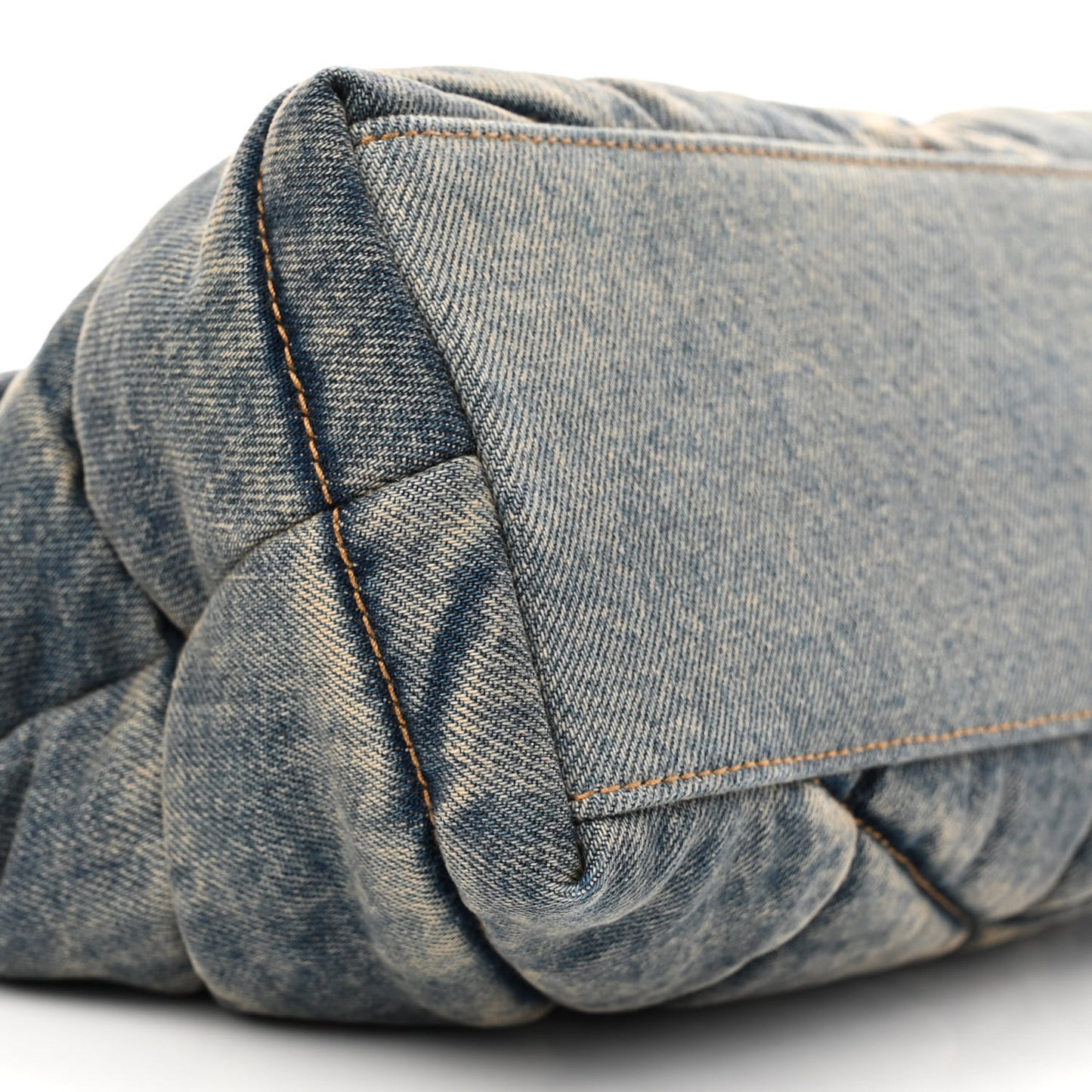 Denim Quilted Small Loulou Puffer Monogram Chain Satchel Blue Cinnamon