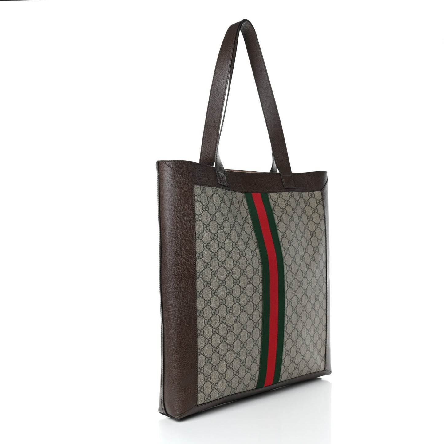 GG Supreme Monogram Web Large Ophidia Vertical Shopping Tote Brown