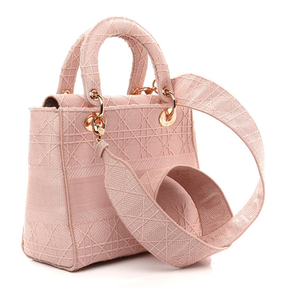 Christian Dior Canvas Embroidered Cannage Medium Lady D-Lite Pink 3 of 9