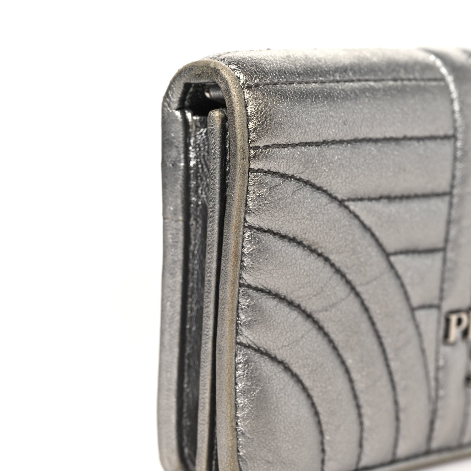 Prada Metallic Nappa Mini Impunture Diagramme Mini Crossbody Bag Cromo 12 of 12