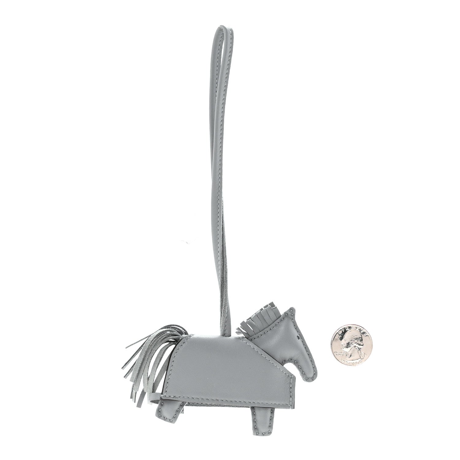 Hermes Milo Lambskin Studded Grigri Rodeo Robeo Rock Horse Bag Charm PM Gris Pantin 2 of 5