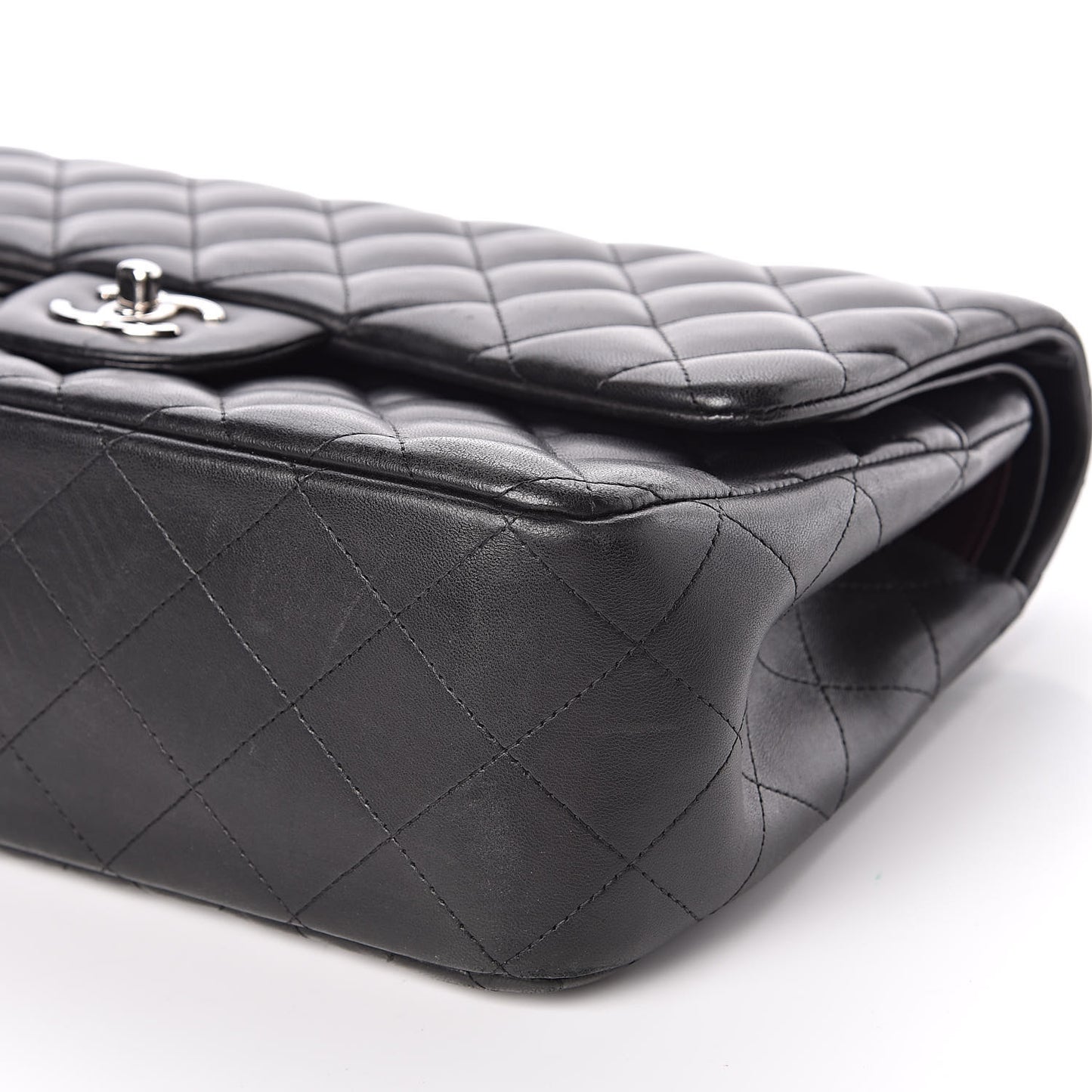 Lambskin Quilted Jumbo Double Flap Black