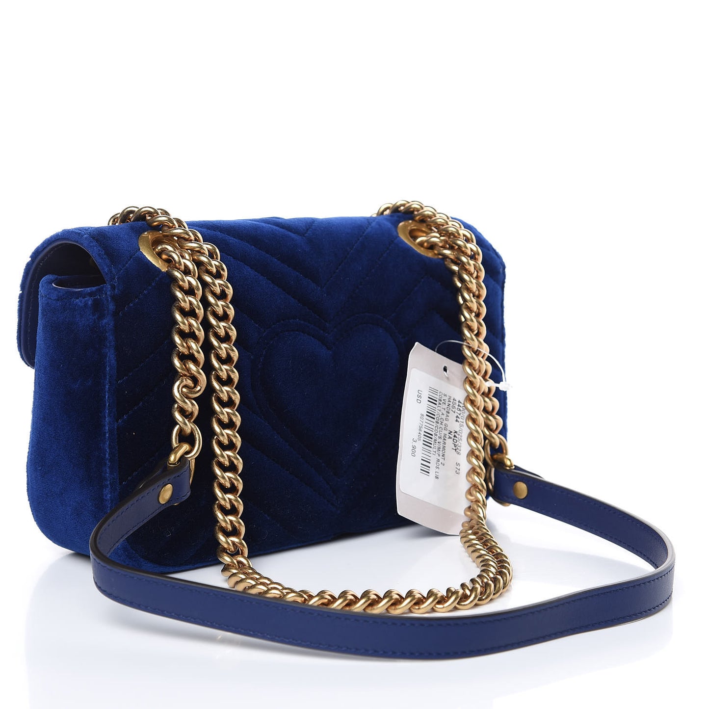 Velvet Matelasse Embroidered Mini GG Marmont Shoulder Bag Cobalt Blue