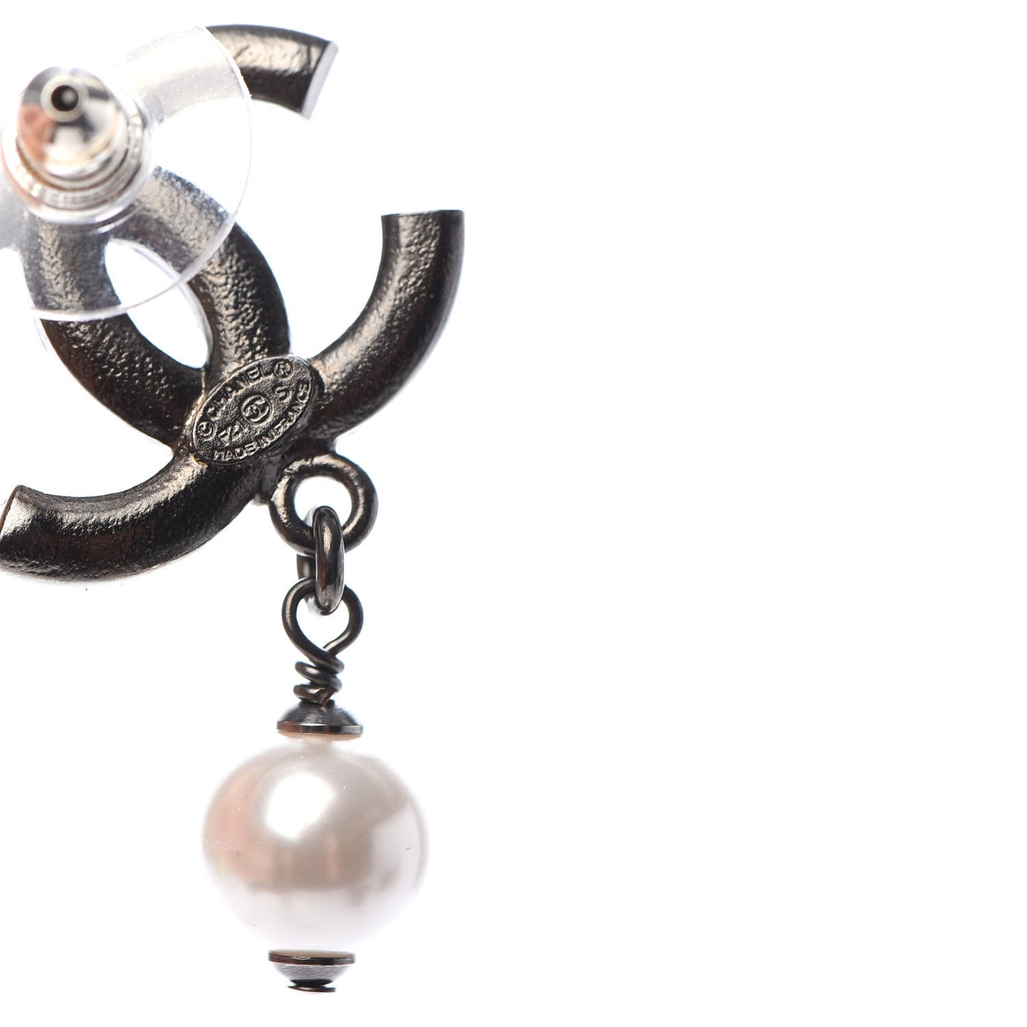 Ruthenium Crystal Pearl CC Drop Earrings