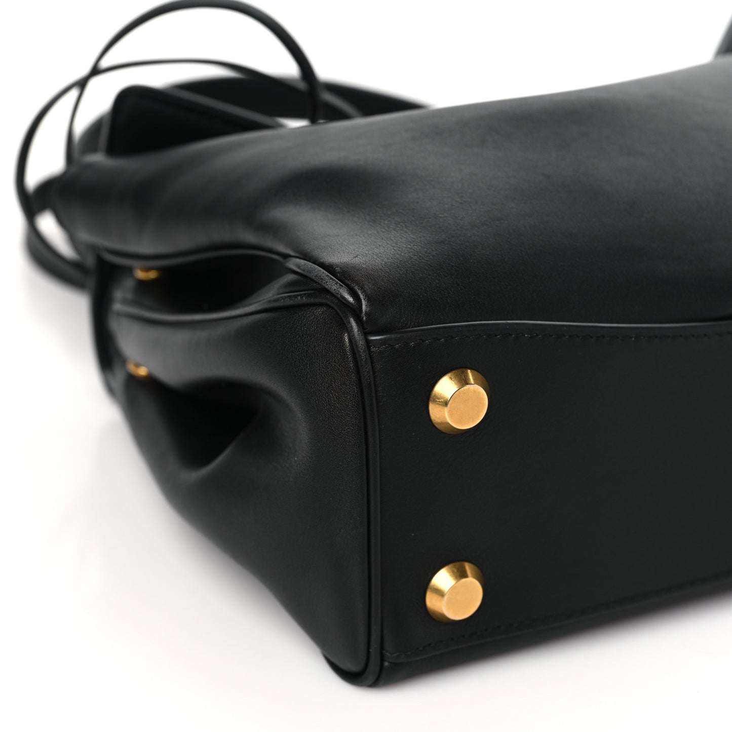 Natural Smooth Calfskin Small Rodeo Top Handle Handbag Black