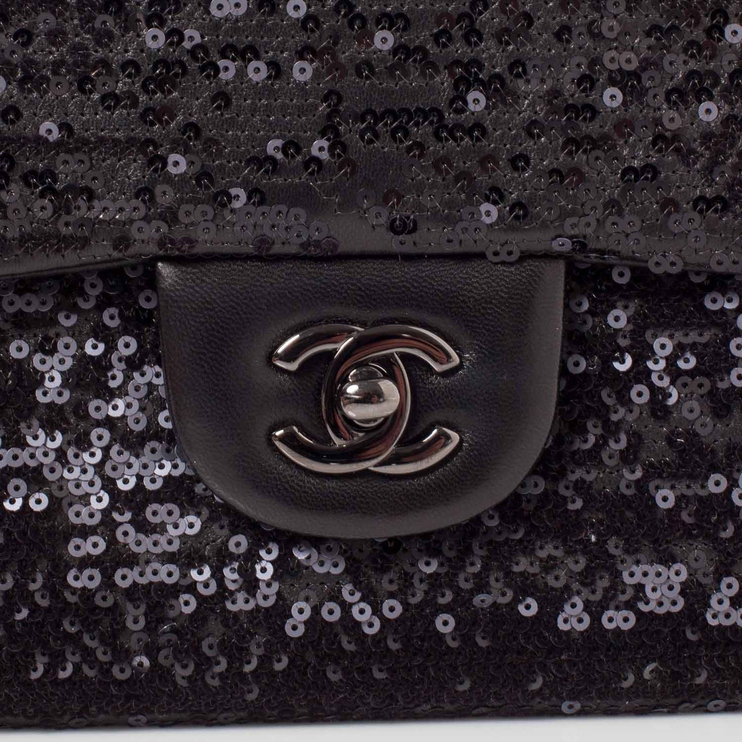 Sequin Lambskin Medium Moonlight on Water Flap Black