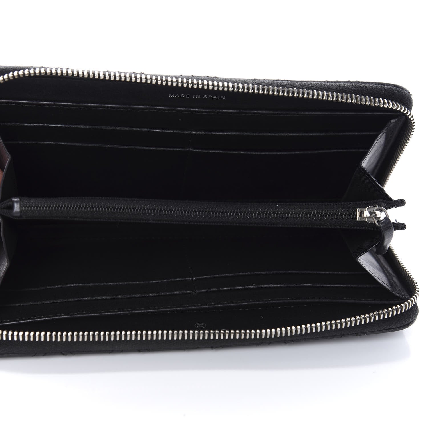 Chanel Lambskin Double Stitch Quilted Large Gusset Zip Around Wallet Black 5 of 19