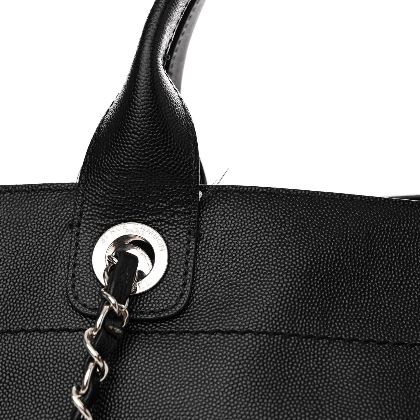 Caviar Small Studded Deauville Tote Black