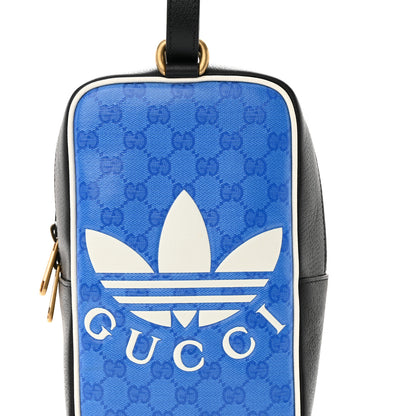 Gucci X ADIDAS Crystal Vintage Monogram Textured Dollar Calfskin Web Trefoil Logo Bag Bright Splash Off White Black 8 of 11
