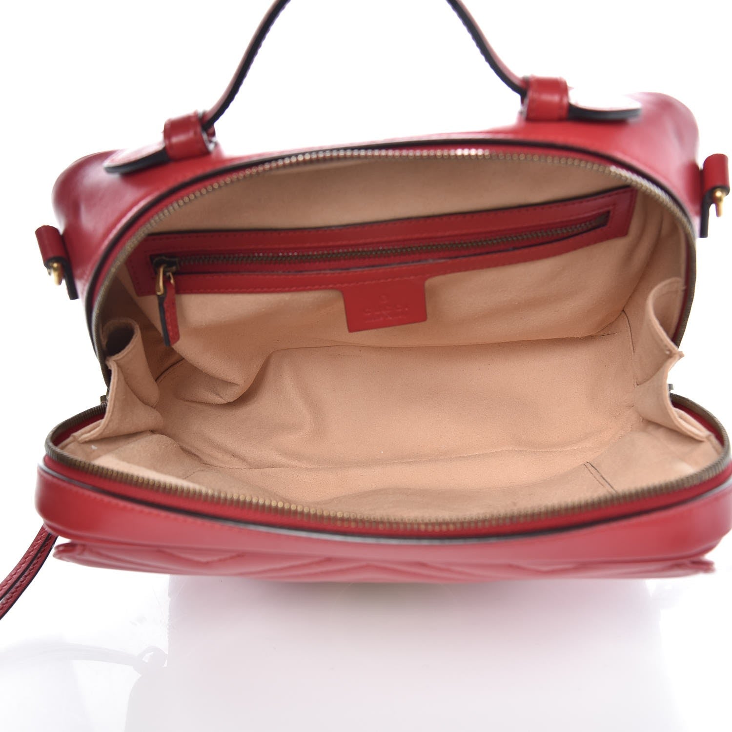 Gucci Calfskin Matelasse Sylvie Web Small GG Marmont Top Handle Shoulder Bag Hibiscus Red 5 of 8