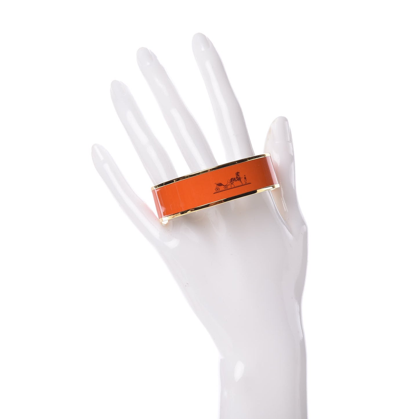 Enamel Printed Wide Caleche Bracelet 62 Orange
