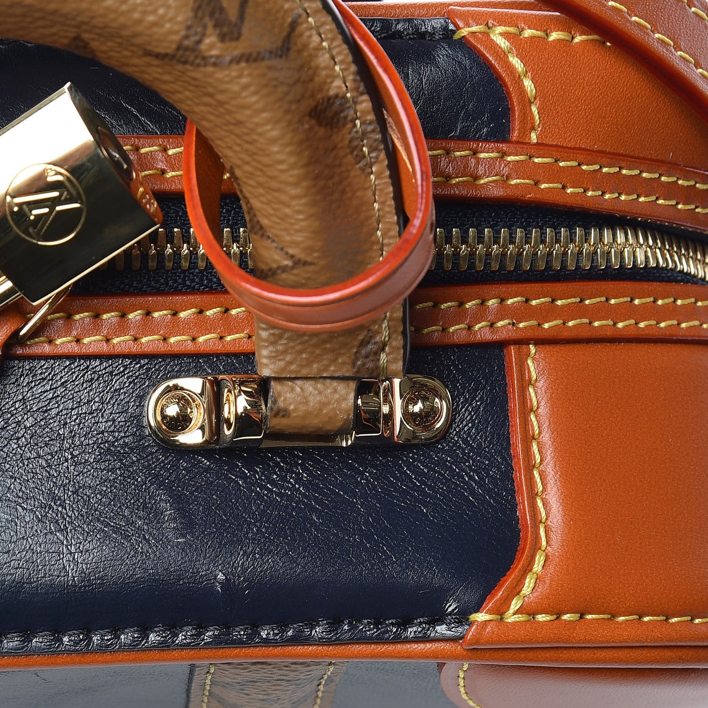Calfskin Reverse Monogram Valisette PM Navy Caramel