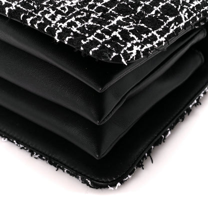 Chanel Tweed Lambskin Quilted Top Handle Flap Black White 12 of 12