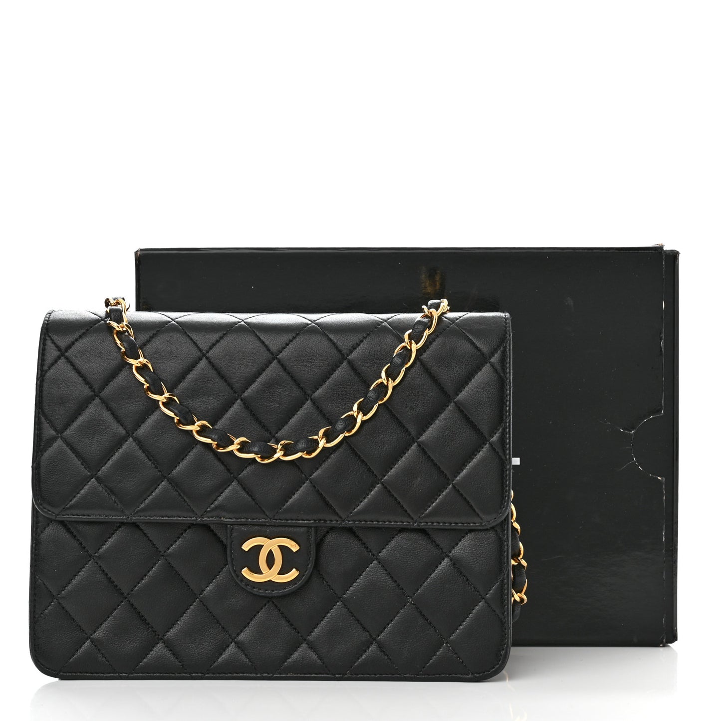 Lambskin Quilted Small Single Flap Bag Black