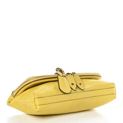 Alexander McQueen Grainy Calfskin Padlock Skull Clutch Yellow 4 of 9
