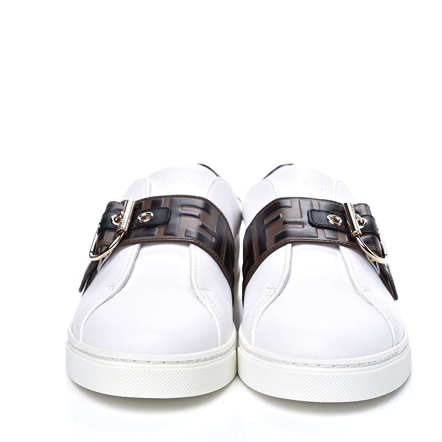 Vitello FF Embossed Womens Slip On Sneakers 39.5 Ultra White Maya Black