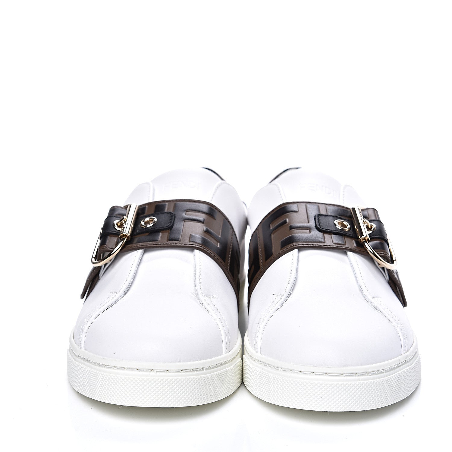Fendi Vitello FF Embossed Womens Slip On Sneakers 39.5 Ultra White Maya Black 2 of 10