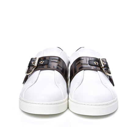 Fendi Vitello FF Embossed Womens Slip On Sneakers 39.5 Ultra White Maya Black 2 of 10