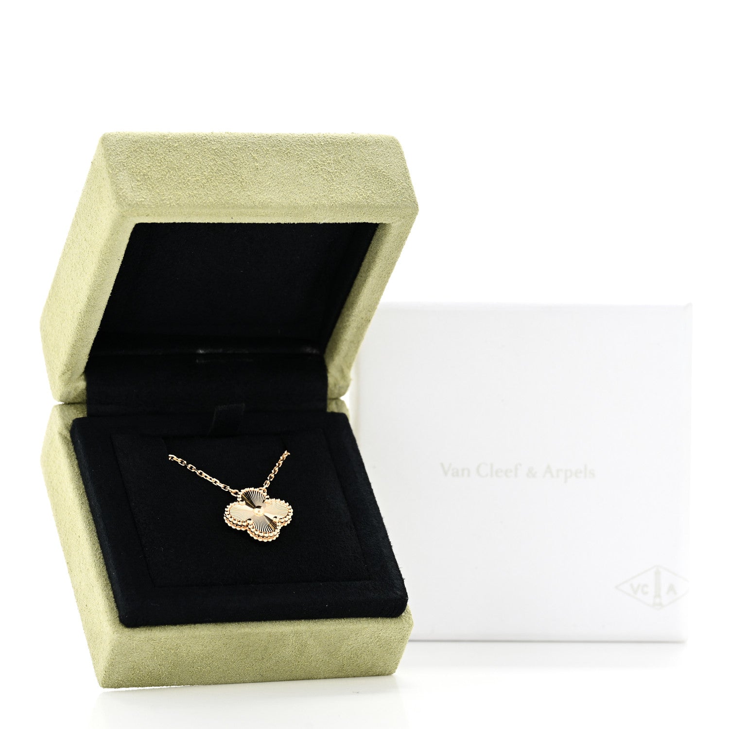 Van Cleef & Arpels 18K Yellow Gold Guilloche Vintage Alhambra Pendant Necklace 6 of 6