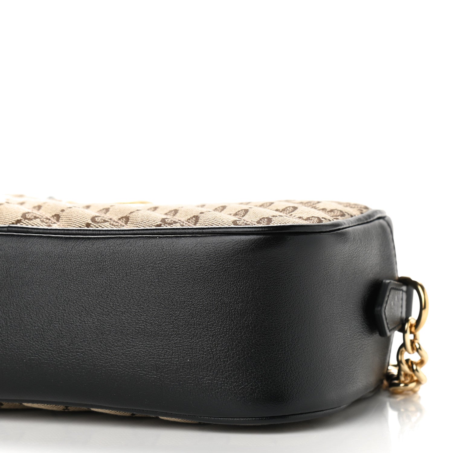 Gucci Monogram Matelasse Diagonal Small GG Marmont Chain Shoulder Bag Beige Black 9 of 9