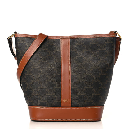 Celine Triomphe Canvas Calfskin Small Bucket Bag Tan 1 of 10