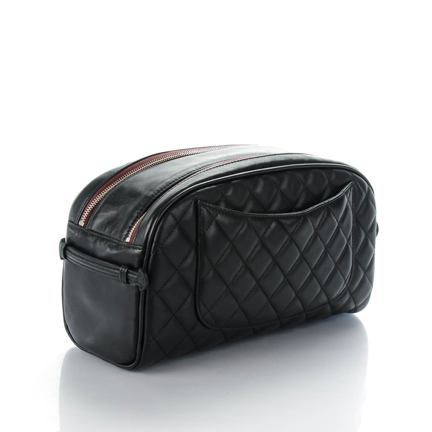 Lambskin Quilted Large Toiletry Case Black