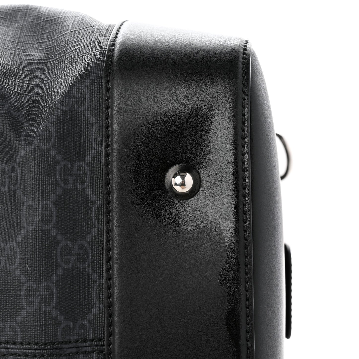 Soft GG Supreme Calfskin Web Medium Carry On Duffle Bag Black Grey