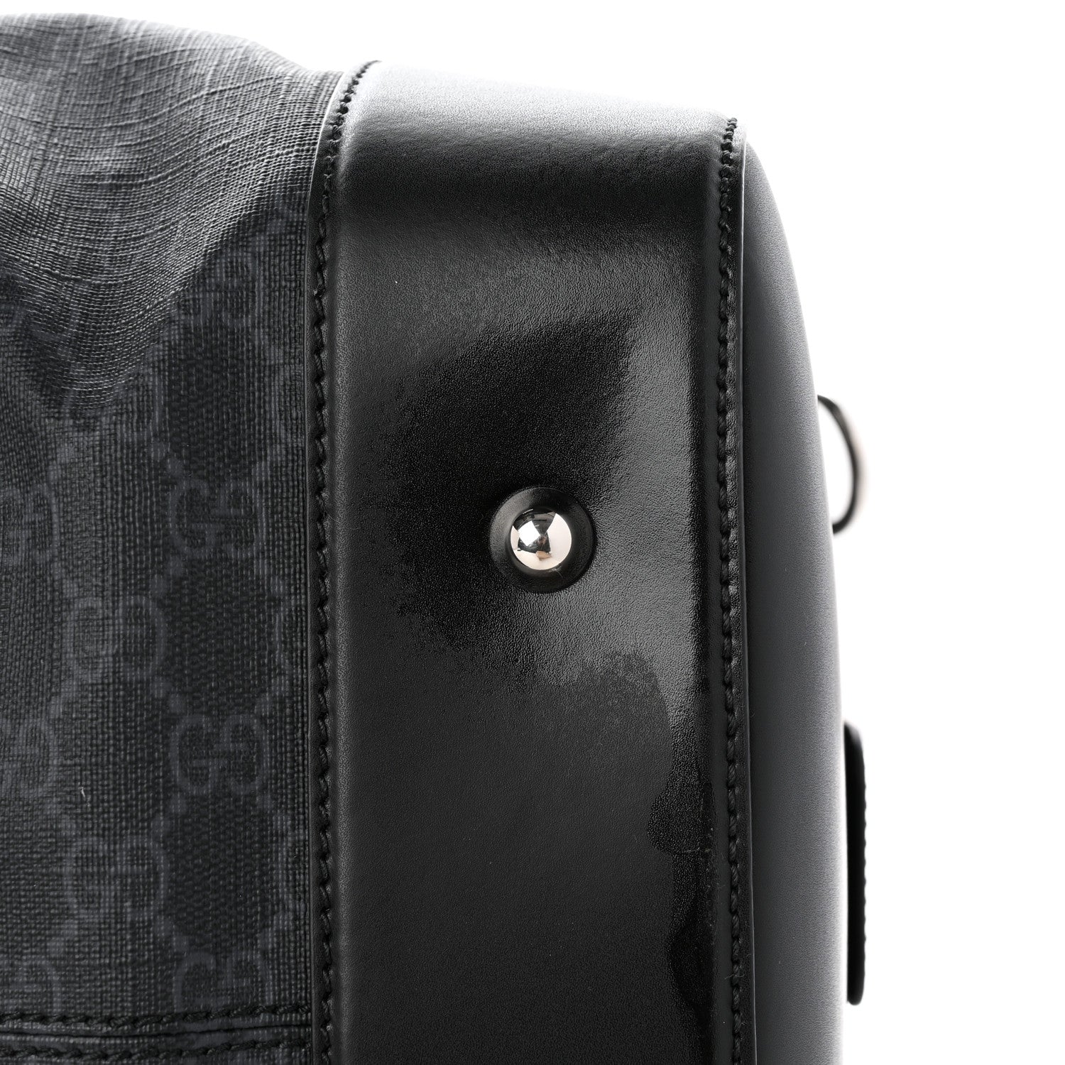 Gucci Soft GG Supreme Calfskin Web Medium Carry On Duffle Bag Black Grey 16 of 18
