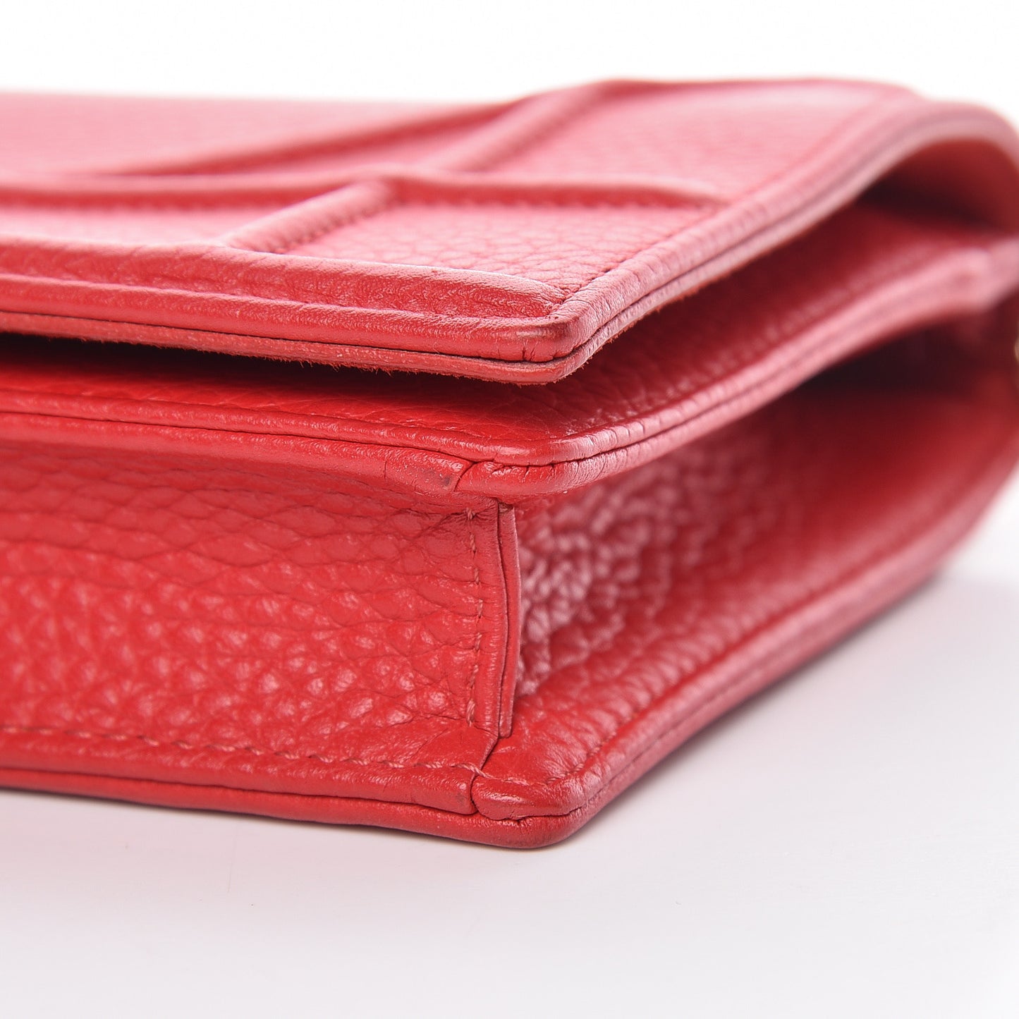 Grained Calfskin Diorama Wallet on Chain Pouch Red