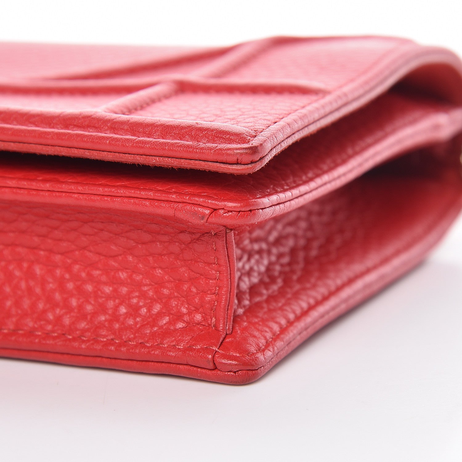Christian Dior Grained Calfskin Diorama Wallet on Chain Pouch Red 9 of 10