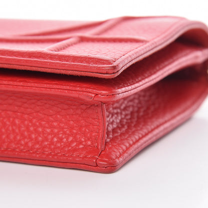 Christian Dior Grained Calfskin Diorama Wallet on Chain Pouch Red 9 of 10