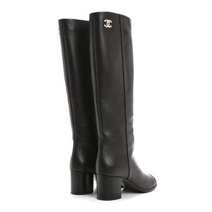 Chanel Calfskin CC High Boots 38.5 Brown 4 of 9