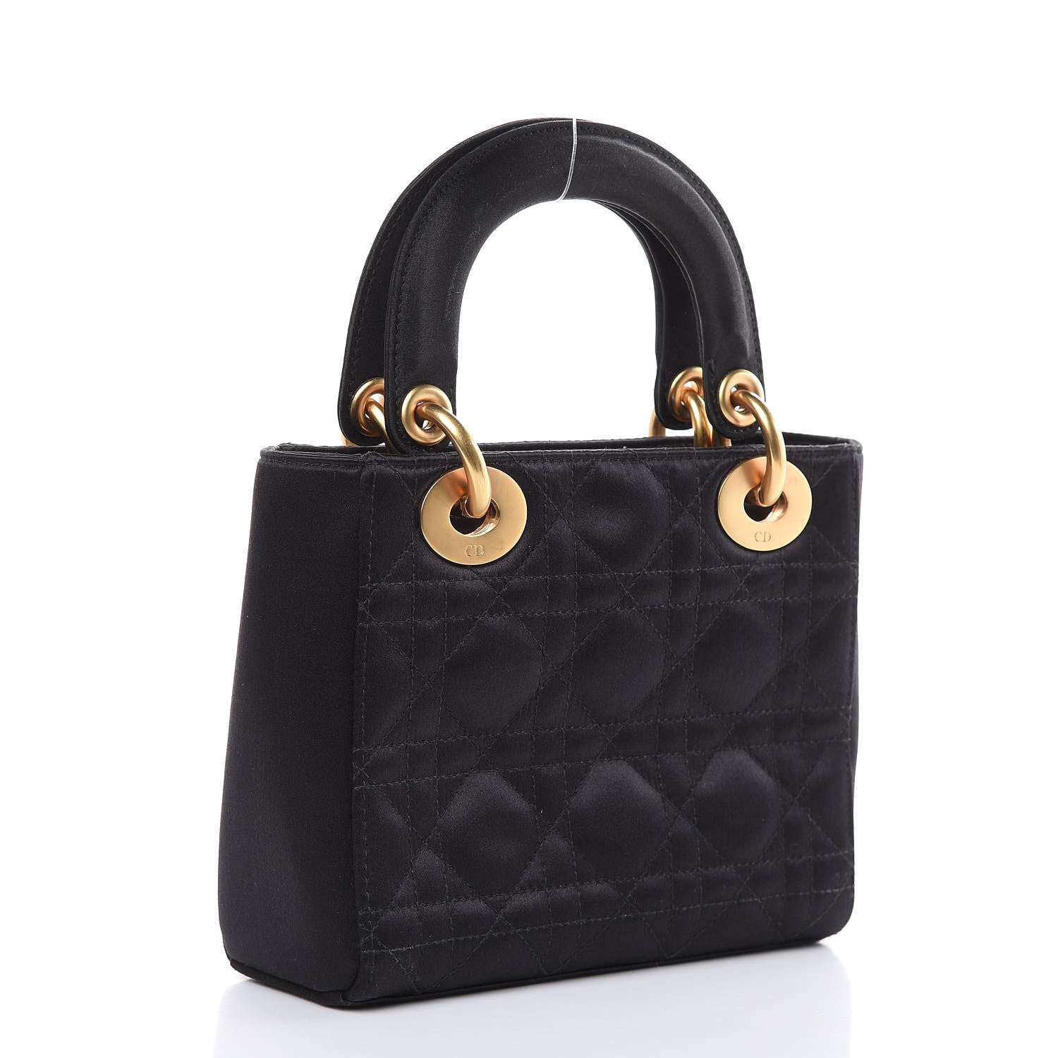 Christian Dior Satin Swarovski Crystal Cannage Mini Lady Dior Black 3 of 12