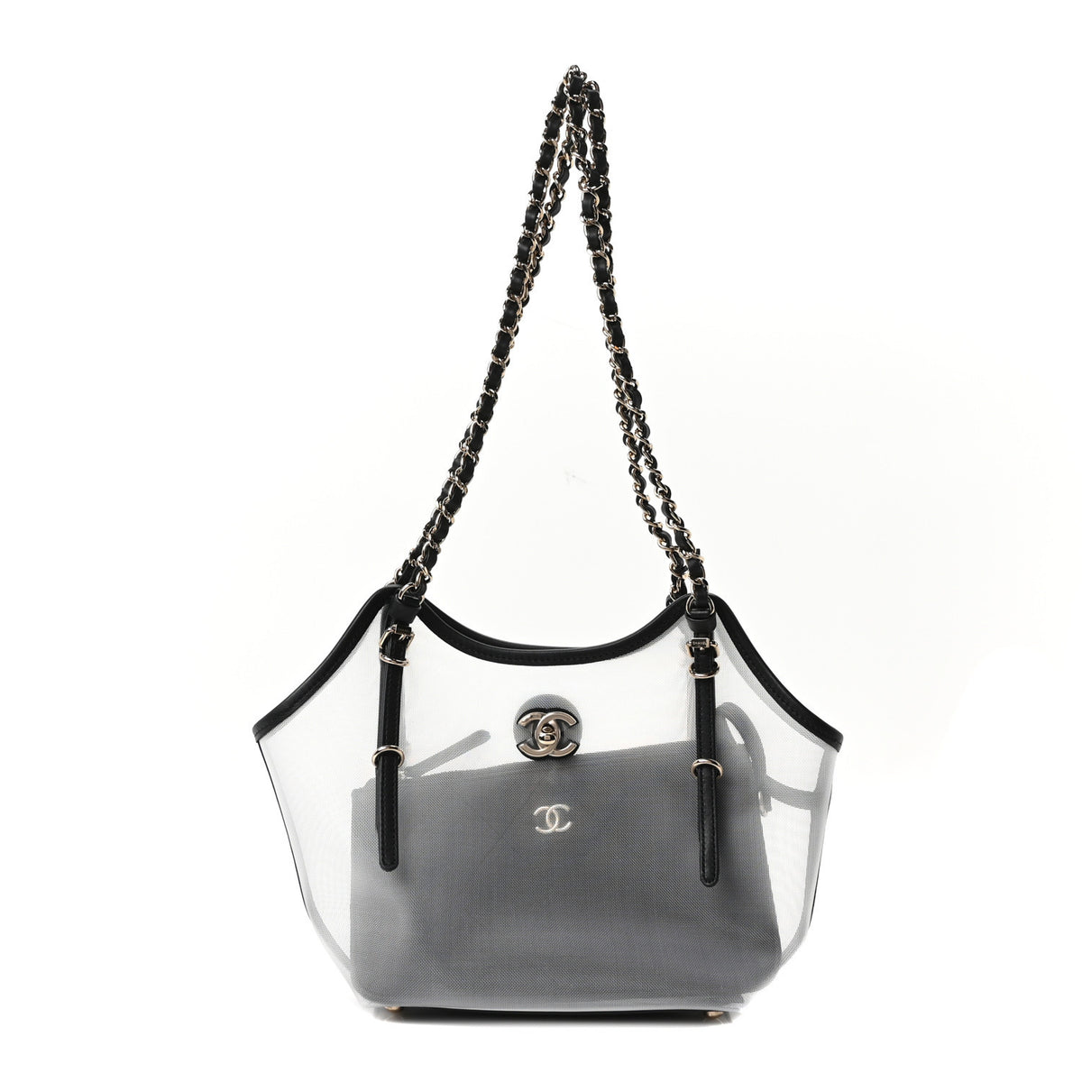 Chanel Mesh Calfskin Small Shopping Bag Transparent Black 1 of 12