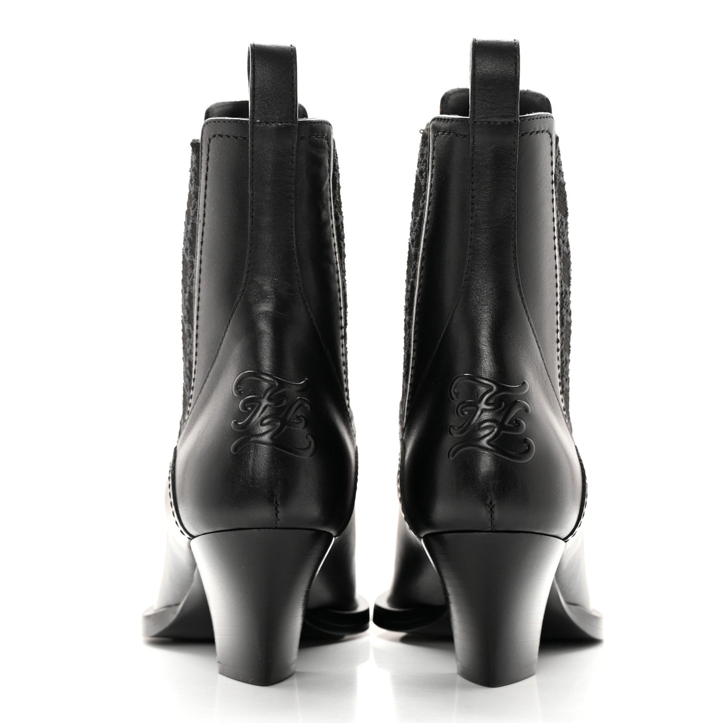 Vitello Karligraphy Embossed Ankle Boots 38.5 Black