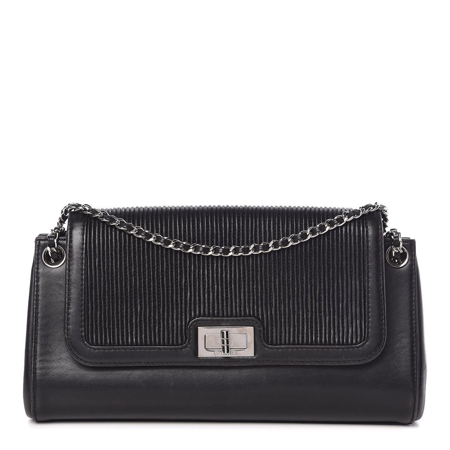 Lambskin Mademoiselle Accordion Flap Black
