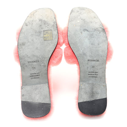 Hermes Woolskin Oran Sandals 38 Rose Du Desert 6 of 8