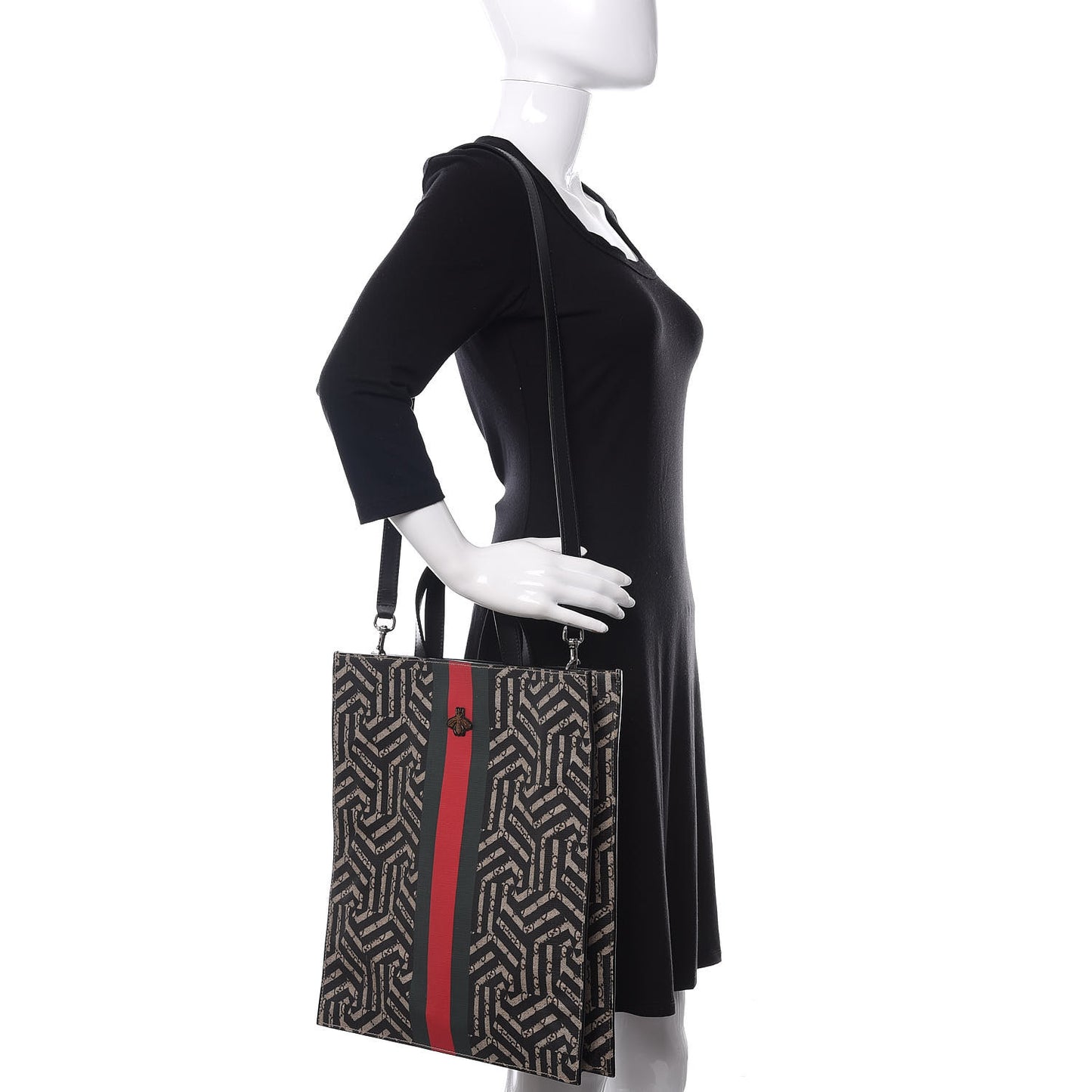 GG Supreme Monogram Caleido Web Vertical Tote Black
