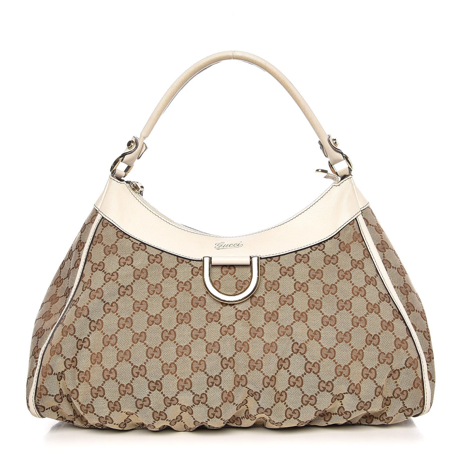 Gucci Monogram Large D Gold Ring Hobo Off White 1 of 20
