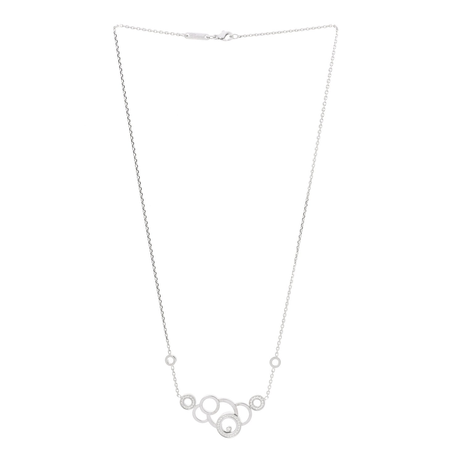 Chopard 18K White Gold Diamond Happy Bubbles Necklace 3 of 5