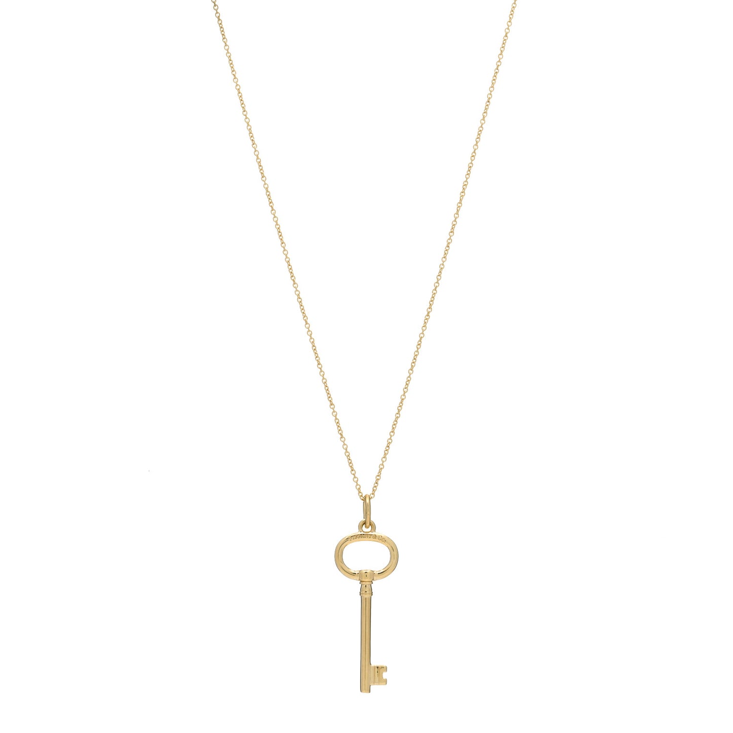 18K Yellow Gold Small Oval Key Pendant Necklace