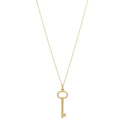 Tiffany 18K Yellow Gold Small Oval Key Pendant Necklace 1 of 5