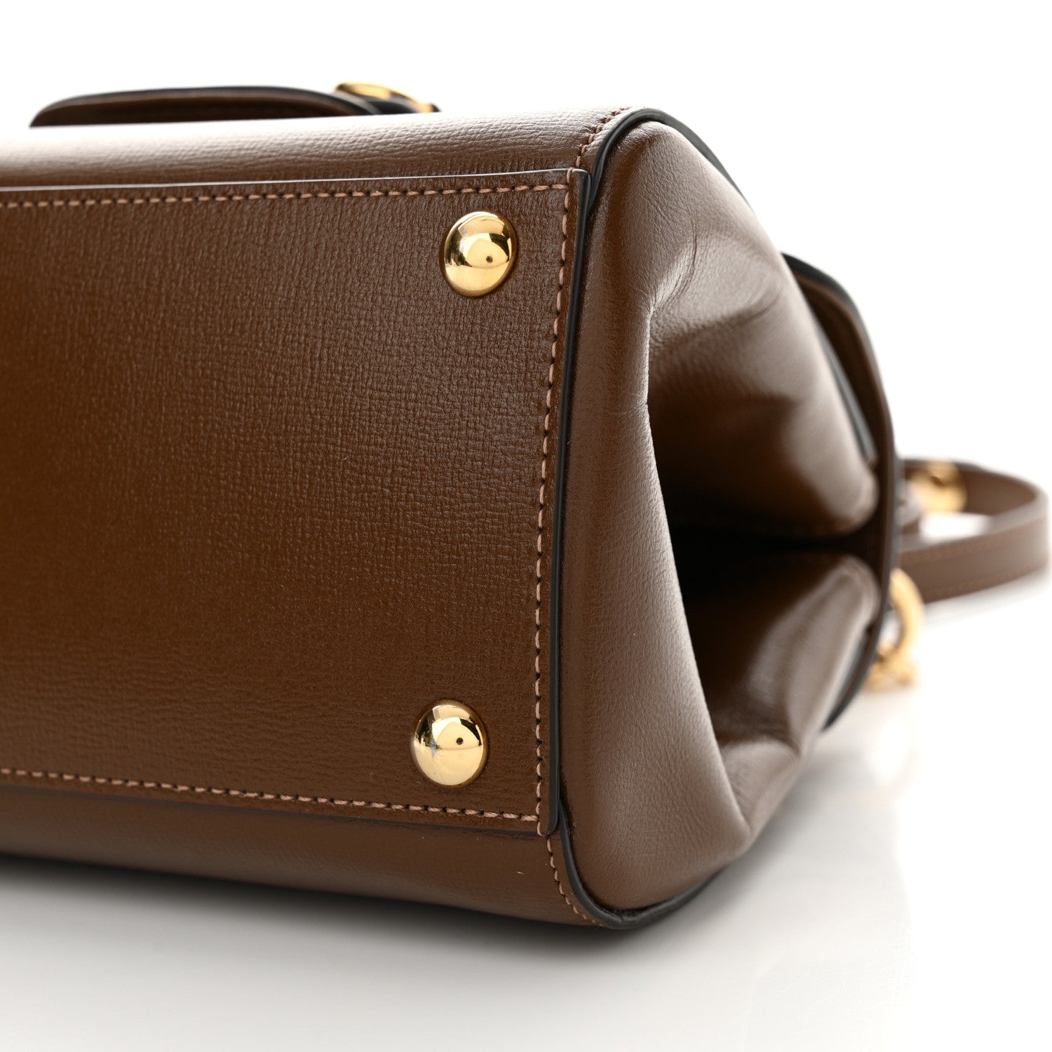 Gucci Glazed Textured Calfskin Mini Horsebit 1955 Top Handle Flap Bag Brown Sugar 10 of 14