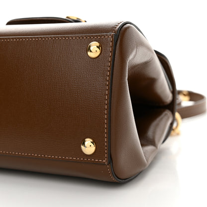 Gucci Glazed Textured Calfskin Mini Horsebit 1955 Top Handle Flap Bag Brown Sugar 10 of 14