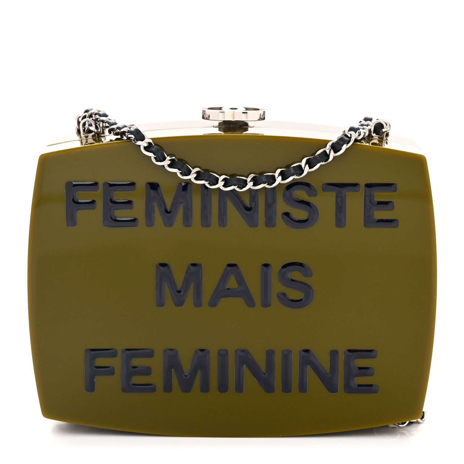 Chanel Acryllic Feministe Maize Feminine Box Clutch Green 1 of 10