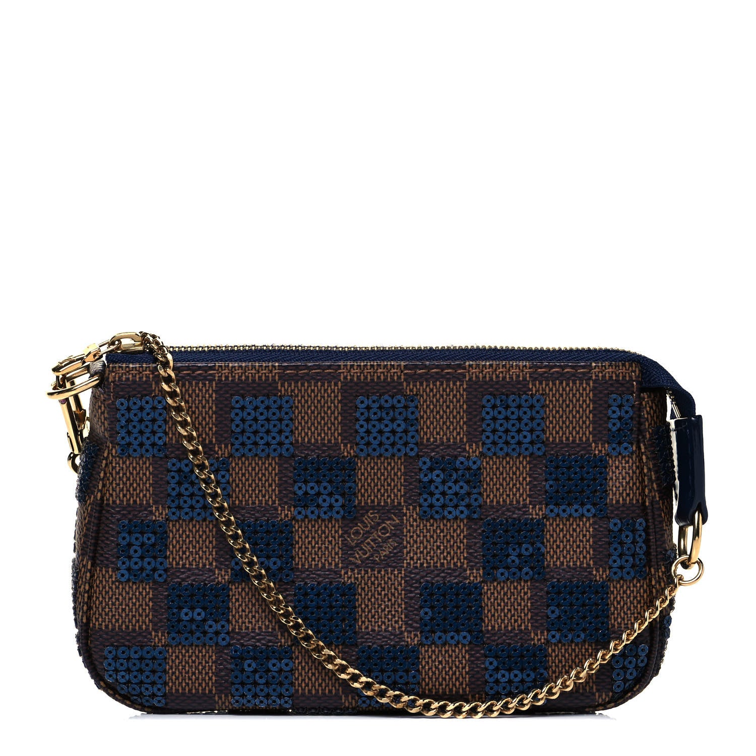 Louis Vuitton Damier Paillettes Mini Pochette Accessories Blue 1 of 9