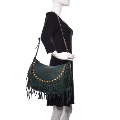 Valentino Garavani Grained Calfskin C-Rockee Fringe Hobo Light Emerald 2 of 10