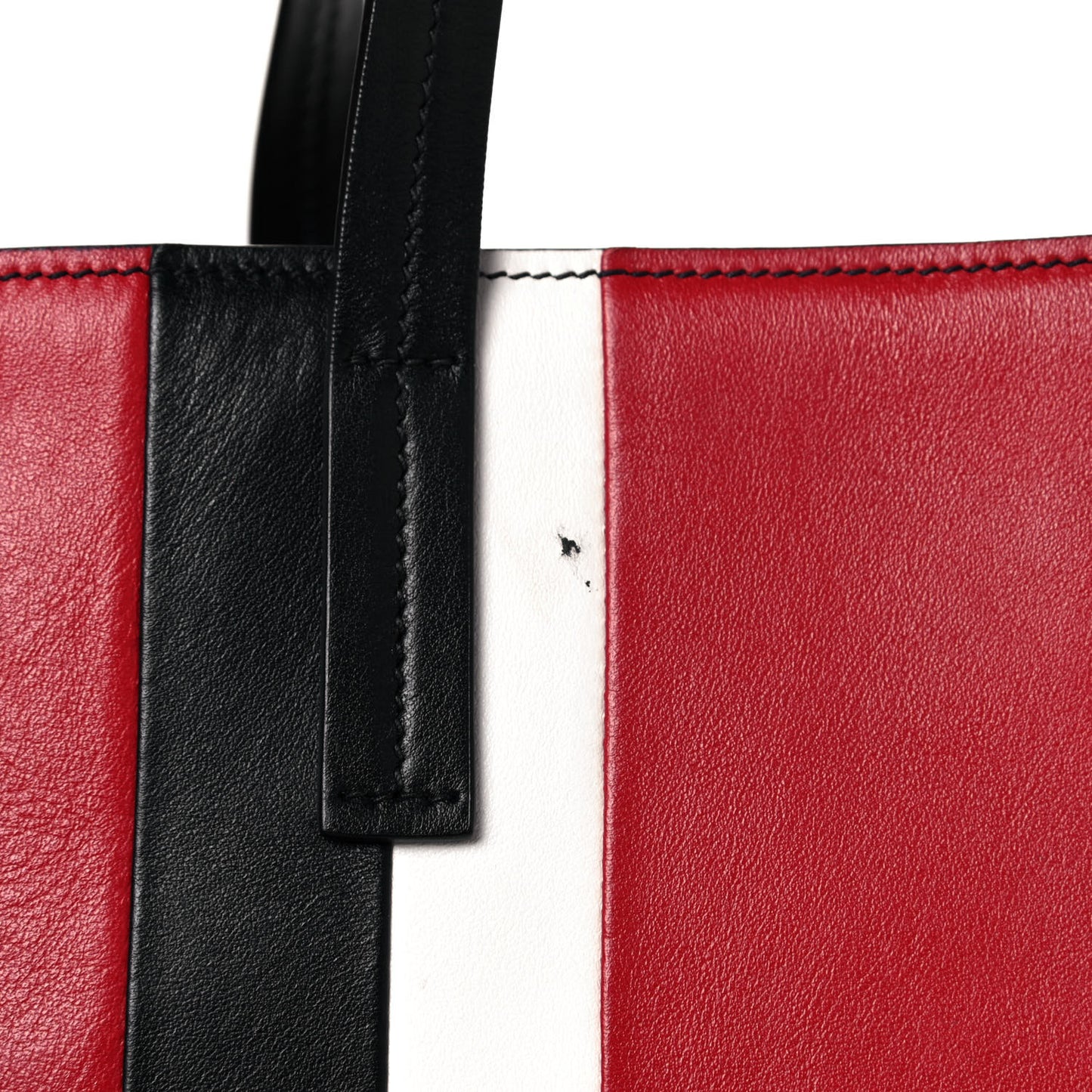 Calfskin Baiadera Striped Shopping Tote Black Fuoco White