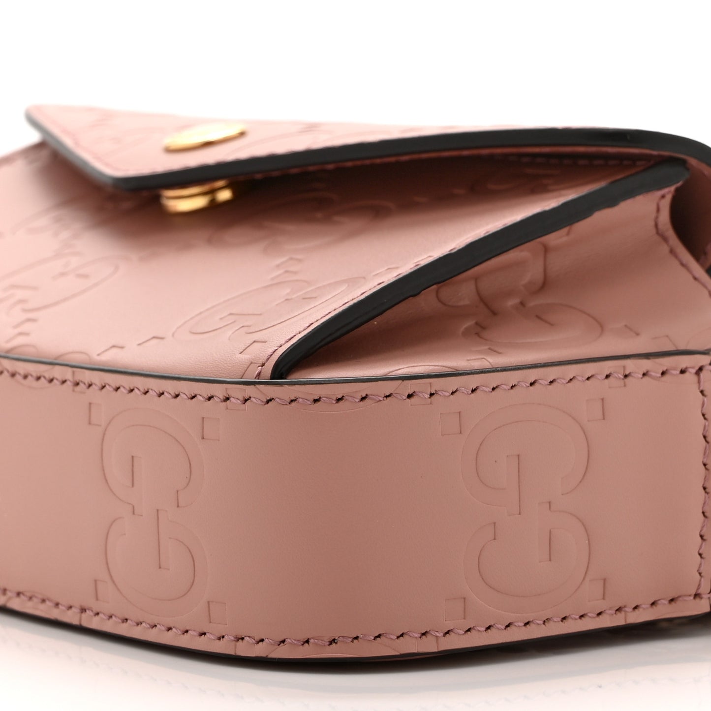 Calfskin GG Super Mini Debossed Chain Wallet Dust Carmine