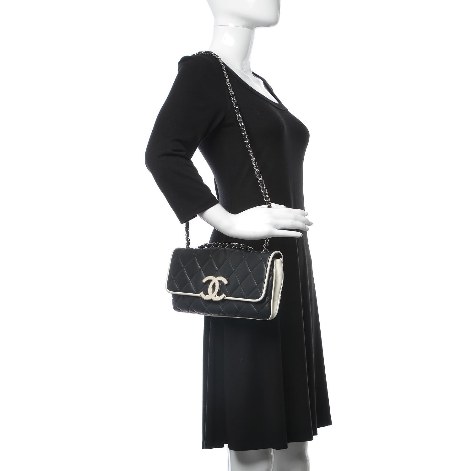 Chanel Lambskin Two Tone Flap Black White 3 of 19